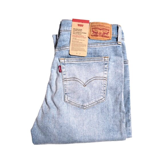 SOLD  Levi's 720 High Rise Super Skinny Stretch Jeans Ladies 28x30 Light Blue - Picture 2 of 16